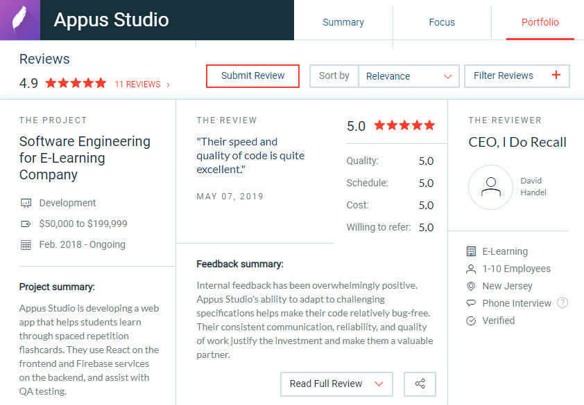 Appus Studio profile on Clutch