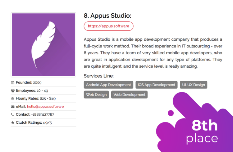 Appus is one of the Top app development companyies in Ukraine, 2018