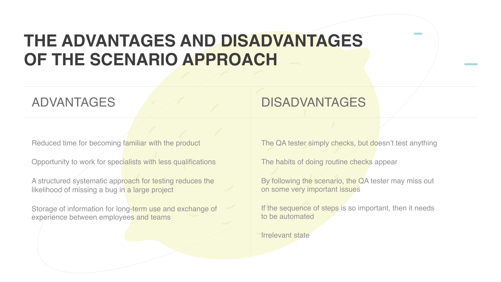 the advantages and disadvantages of the

scenario approach