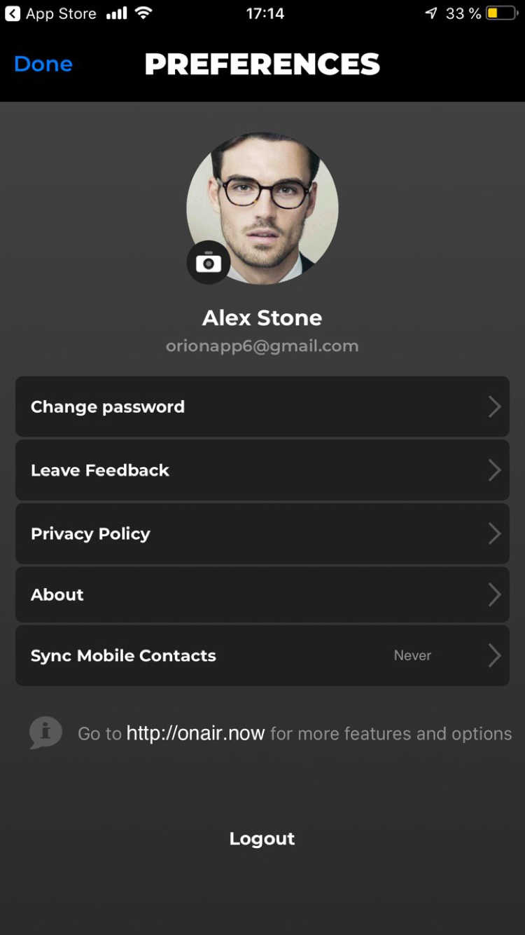 VoIP app screen 2