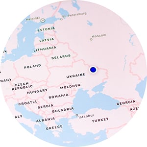 The image of Ukraine map with a marker.